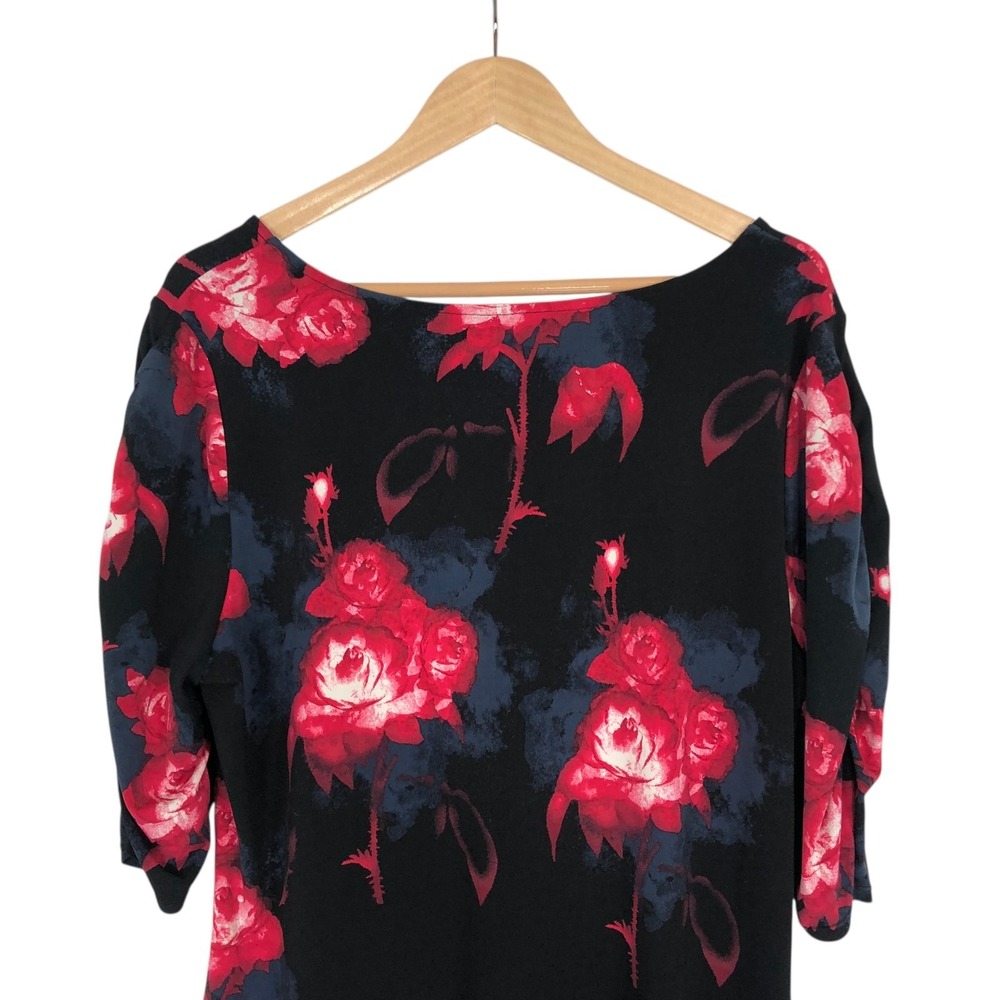 Alfani Dark Floral Print Tunic Top Shirt Size 2X Stretch Whimsigoth Dark Fairy - Picture 5 of 7